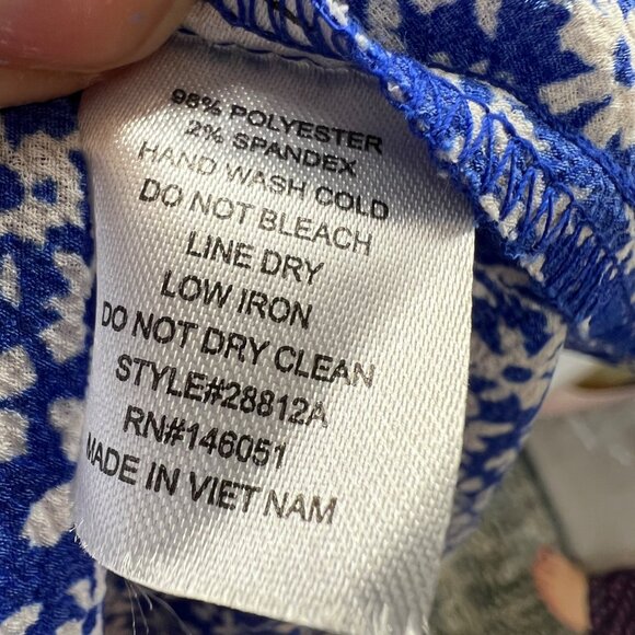 Monteau Floral Ruffle Sleeve Wrap Peplum Blouse Blue White Size Small - Picture 9 of 11